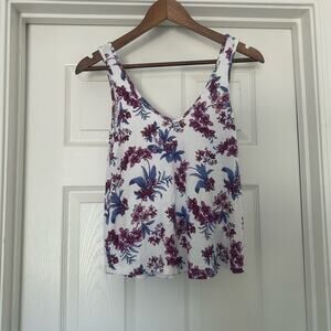American Eagle Womens Soft & Sexy Crepe Stretch Floral Blue Purple Tank Top XS